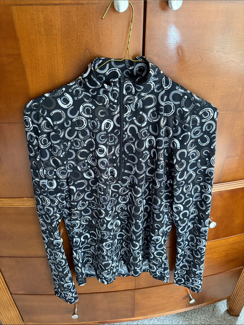 Kerrits Black Horseshoe Print Quarter-Zip Women's Top size small